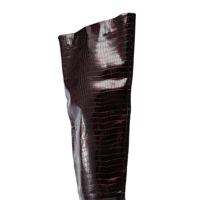 AZALEA WANG HALINA BURGUNDY CROC STILETTO BOOT