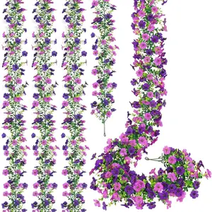 4 Pack Artificial Flowers Garland Ivy,Spring Summer Decor UV Resistant Fake Daisy Vines Floral Vine Silk Hanging Flower for Decor Home Garden Wedding Photo Booth Backdrop