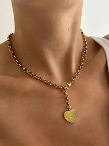 14k Romantic Heart Shaped Pendant Necklace, Elegant Jewelry Accessory for Women & Girls, Perfect Gift for Special Occasions