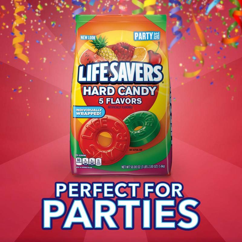 LIFE SAVERS Hard Candy Bag 5 Flavors 50-Ounce Party Size Individually Wrapped for Goodie Bags Road Trips Treats Offices Celebrations Halloween Treats for Trick-or-Treat & Fall Season Snacks Sweet Bonbon