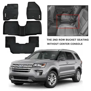 YINTATECH All Weather 3D Molded Floor Mats for 2015-2019 Ford Explorer 2nd Row Bucket Seat Without Center Console TPE Carpet Liner