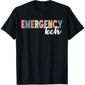 Cotton Emergency Room Technician ER Tech Nurse Technologist T-Shirt Round Neck Short Sleeve T-Shirt Women's Men Graphic Tee