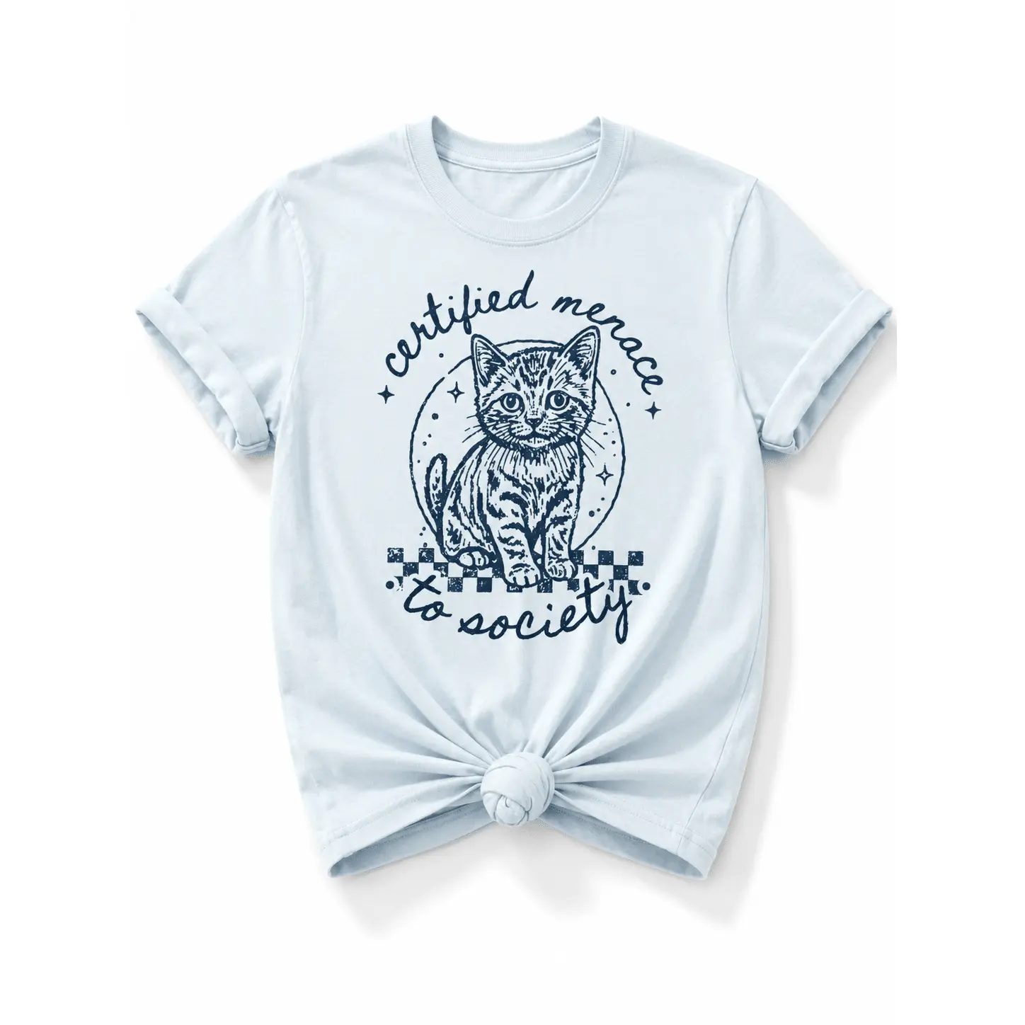 Plus/Reg Short Sleeve "Certified Menace to Society" Cat Graphic Tee