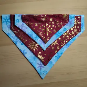 Holiday Christmas Glitter Blue Snowflakes/ Gold Snowflakes Cat Bandana and Dog Bandana