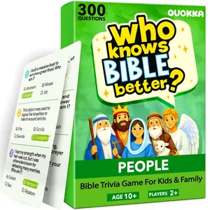 QUOKKA Who Knows Bible Better – Bible Figures Card Game with 300 Faith-Based Trivia Questions for Family Nights