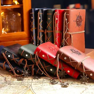 Vintage PU Leather Cover Notebook (1 Piece), 160-page Loose Leaf Notebook, Creative Hand Ledger,Diary Notebook With Strap