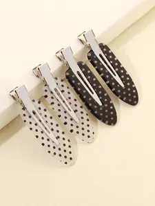 4pcs Polka Dot Hair Clips for Women, Frontal Side Bangs Clip, Invisible Hair Accessories, Casual Style, All Seasons, Spring Clip