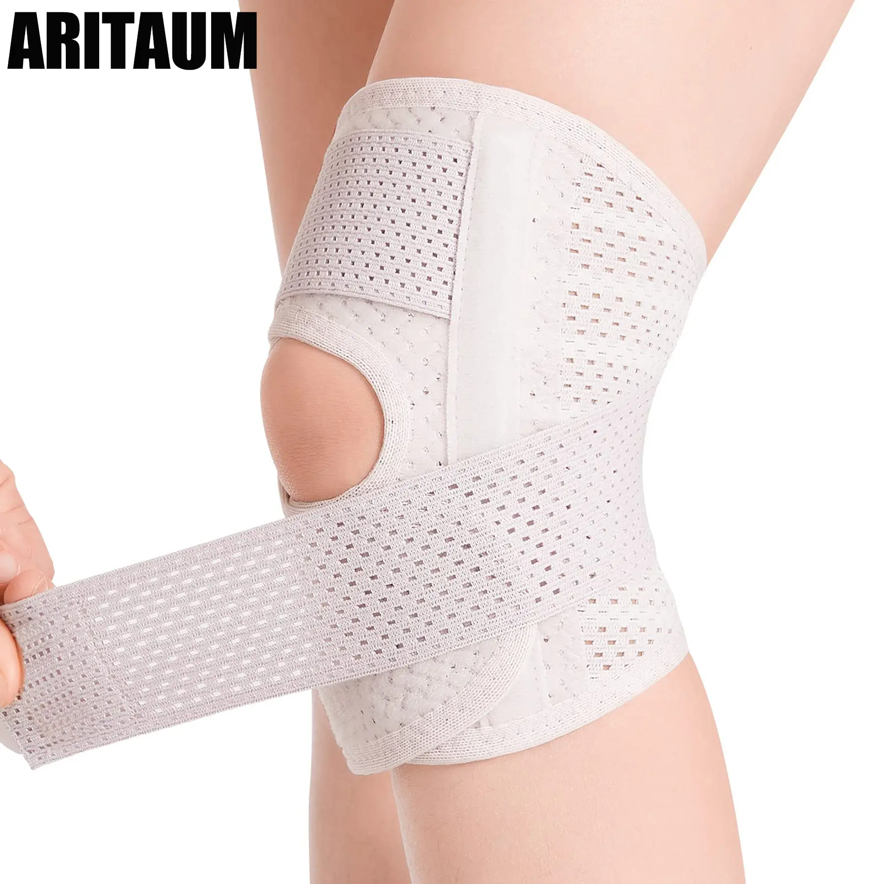 Adjustable Polyester Air Mesh Compression Knee Brace with Side Stabilizers and Support - Ultra-Soft Bandage for Running, Meniscus Tear Pain Relief