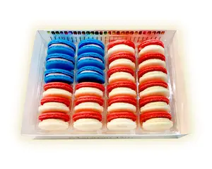 French Macarons - Macaron Bites American Flag (24 Count) | Gourmet Artisan Desserts, Handcrafted Assorted Flavors