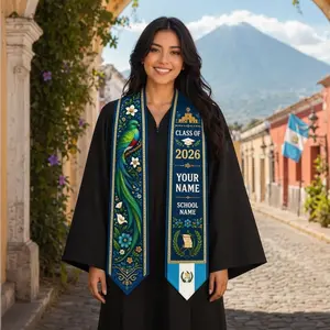 Custom Guatemala Graduation Stole 2026, Blue Quetzal Flag Sash, Personalized Name Heritage Senior Gift