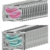 15 Pairs Pink +15 Pairs Light Green Crystal Eye Ma