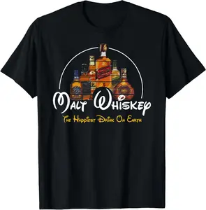 100% Cotton Unisex Malt Whiskey Shirt, Happiest Drink Funny Pun Parody T-Shirt T-Shirt