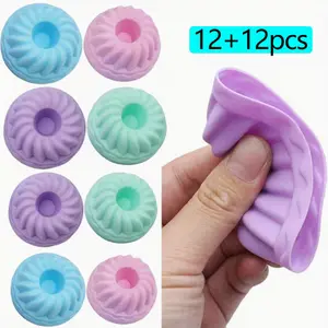 24pcs Vibrant Reusable Silicone Baking Cups- 12 large& 12small - Pumpkin - BPA-Free, Heat Resistant to 500 F, Dishwasher Safe - Easy-Release, Non-Stick Pumpkin in purple, blue, pink, cyan for Home & Professional Use, Silicone Baking Molds tiktokshopspring