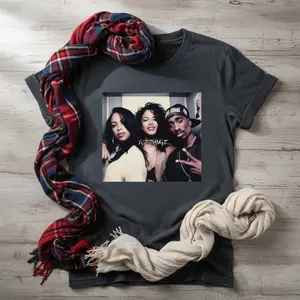Vintage Selena Aaliyah and Tupac Shirt, Unisex Cotton For Men, Selena Aaliyah Tee, Casual Polyeste Crewneck Shortsleeve Menswear T-Shirt