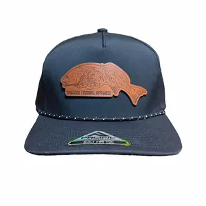 Redfish Performance Hat with Leather Fish Emblem and Adjustable Snapback for Fishing Enthusiasts