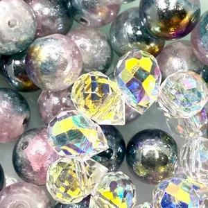 Cosmos Vibrant Mixed Size High Quality Round and Faceted Glass Beads and Aurora Style Glass Beads and Rhinestone and Zircon Charms with Metal for DIY Beading Jewelry, Accessories and other DIY Projects such as Sun-catchers and Car Hangers