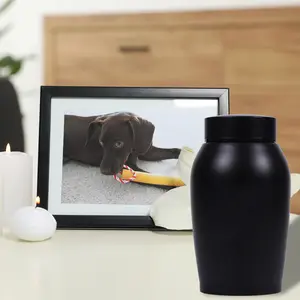 1pc Large Stainless Steel Pet Urn with Metal Seal, for Cats and Dogs, Black Gold