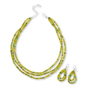 Mine Finds by Jay King Yellow Serpentine and Turquoise Beaded Jewelry Set