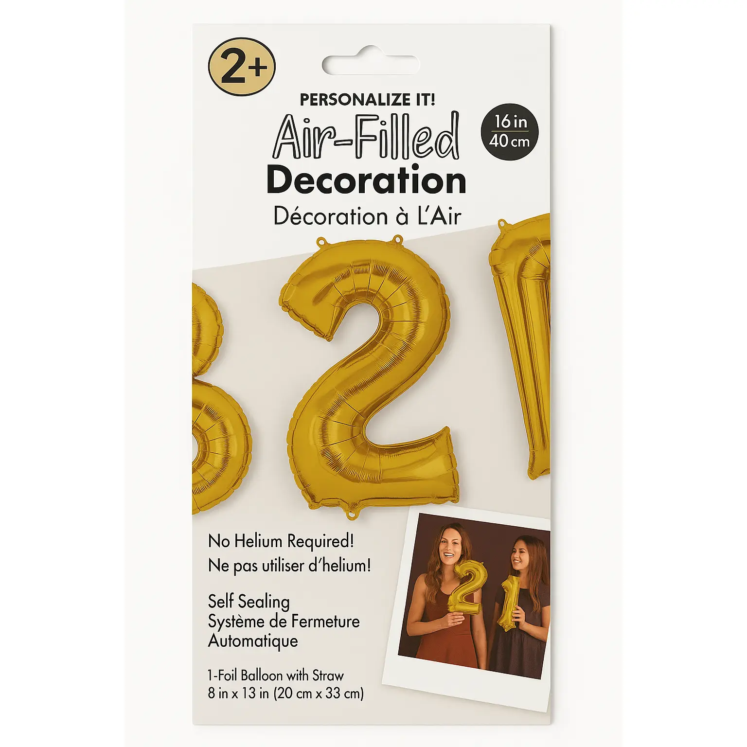 Gold Foil Air-Filled Number Balloon 2 - 16 Inch