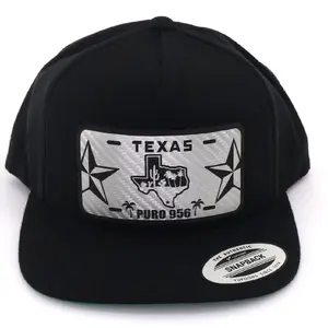 Texas Plate Puro 956 Hat with Black Front Panel and Texas State Design, Adjustable Fit, Classic Style