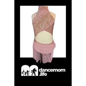 Gilded Grace – Rose Gold Lyrical Dance Costume with Rhinestone Embellishments (US 6)