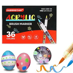 36 Colors Acrylic Paint Pens Markers Brush Tip Paint Markers for Rock Painting Wood Canvas Stone Christmas Gift DIY Crafts