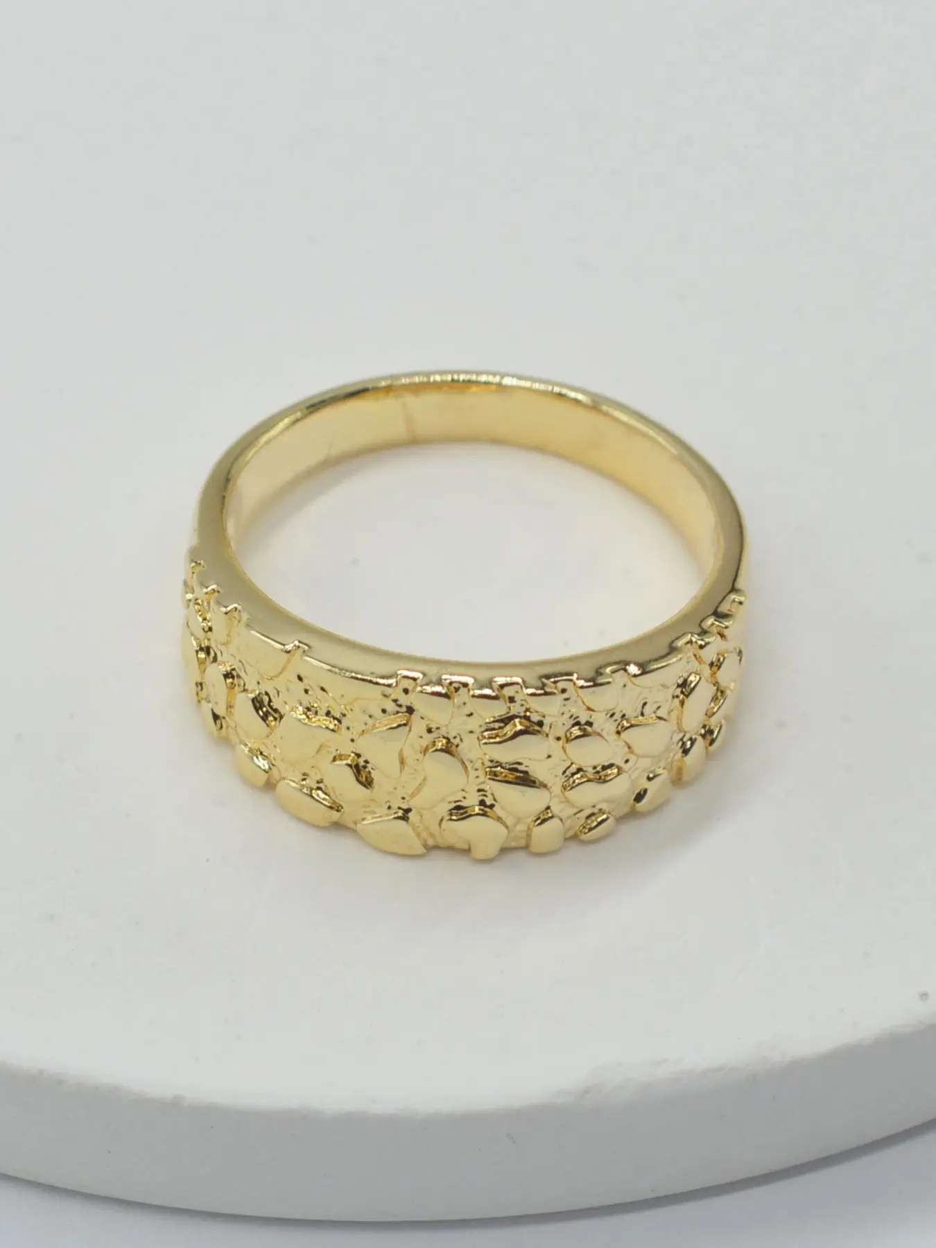 14k Textured Nugget Ring, Unisex Daily Wear, Anniversary Ring, Perfect Gift for Anniversaries and Holidays, Unique Hammered Design, Elegant Fashion Rings