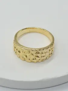 14k Textured Nugget Ring, Unisex Daily Wear, Anniversary Ring, Perfect Gift for Anniversaries and Holidays, Unique Hammered Design
