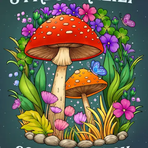 Adult Coloring Book for Relaxation & Stress Relief - 8.5 x 11 inches Single-Sided English Vibrant Coloring Designs (Animals & Flora, Patterns, Mushrooms) - Calms the Brain, Gift-Ready Easter Ideal Activity Book
