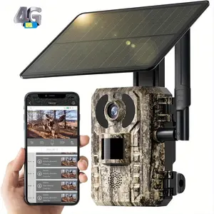 [2.7K Live]Cellular Trail Camera with Solar Power, Solar LTE Outdoor Security Camera(4G) with Live View, Remote Phone Access and Playback, Motion Activation and 0.2 Second Trigger Time, Night Vision, Built-in SIM Card, Game Trail Camera for Hunting