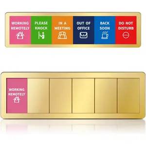 Office Door Signs 6 Options Do Not Disturb In A Meeting Out Of Office Working Remotely Back Soon Please Knock Privacy Door Slider Sign for Meeting & Conference Room Brushed Gold