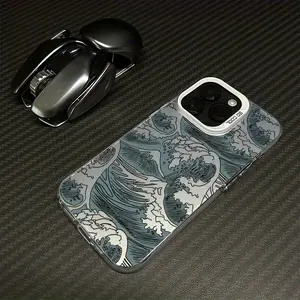 [Trending] Wave pattern popular unisex matte texture phone case, suitable for iPhone 16 15 14 13 12 11 Pro Max/Pro/Plus, shockproof transparent soft back case
