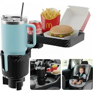 Car Cup Holder Tray, 3 in 1 Cup Holder Expander Adapter for Car, 360 °   Rotating Detachable 11" Car Food Tray Table for Eating, Road Trip Essentials Fits Yeti, Hydro Flask 16-46 oz, OtterVerz 11