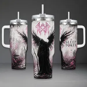 Sleep Token Ritual Tumbler, Take Me Back To Eden 40oz Cup with Handle, Vessel Pink Cherry Blossom 20oz Stainless Steel Travel Mug, Alt Metal Fan Gift, Sleep Token Inspired Insulated Tumbler