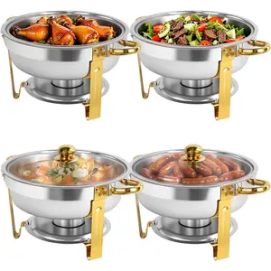 6QT Chafing Dishes for Buffet, 4 Pack Chafing Dish Buffet Set with Lid, Stainless Steel Buffet Servers and Warmers for Party Wedding Family Gathering