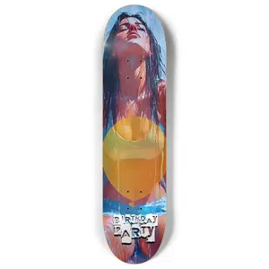 Yellow Balloonzzzz Birthday Party Skateboard Deck - 8 x 32 Inches, 7-Ply Canadian Maple, Concave Medium, Includes Griptape & Hardware