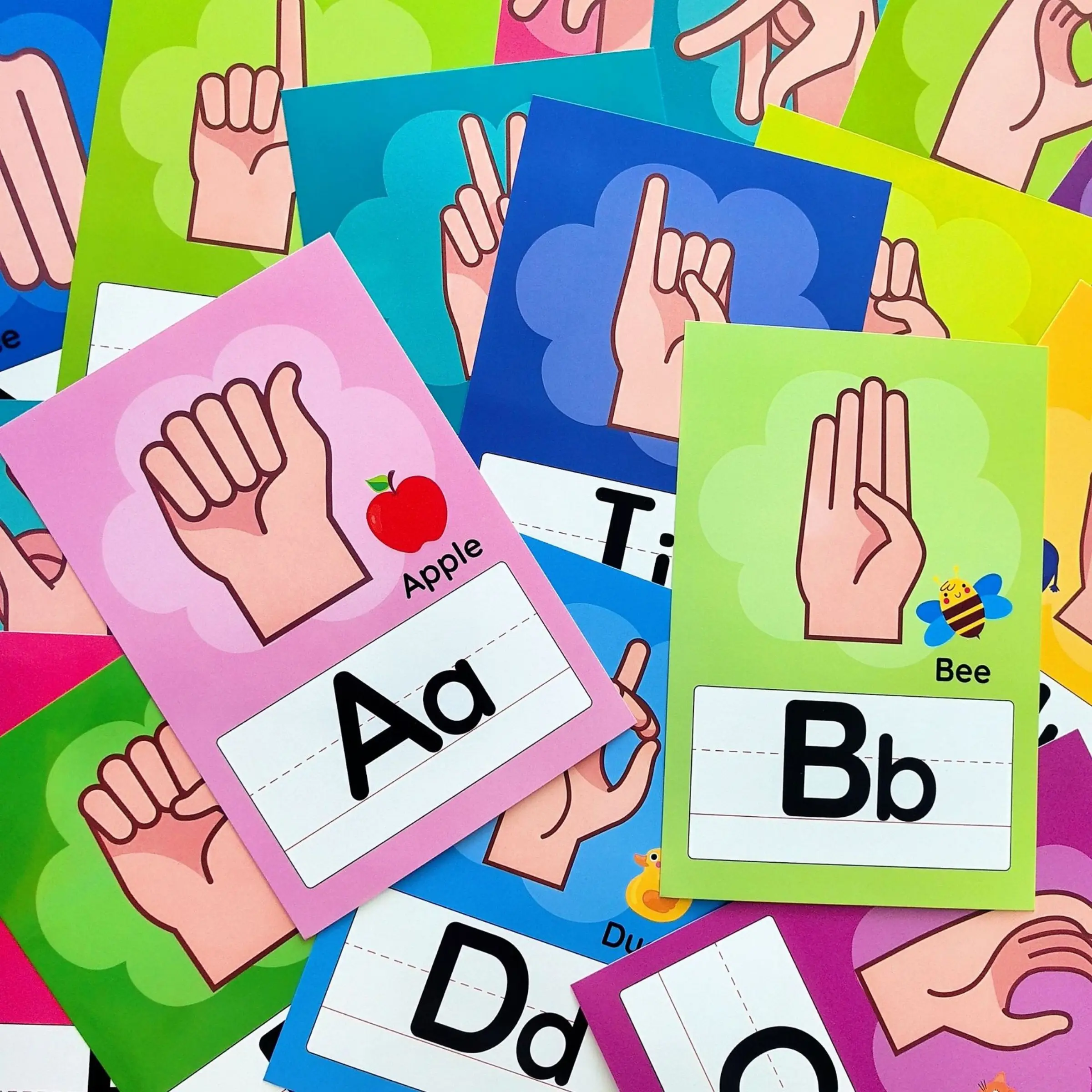 36-Piece Asl Alphabet & Number Flashcards Bulletin Board Set, Ideal for Early Childhood Education, Language Learning, Visual Aids, Visual Learning Tools, American Sign Language Classroom Decorations