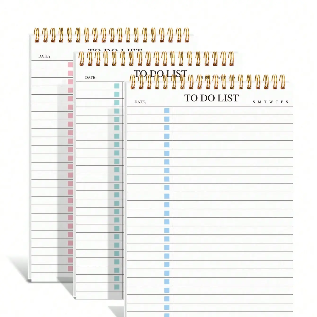 3 Pack A5 to Do List Notepad, Planner Notebook, Undated Daily Planner Pads with Checkboxes, Spiral Bound Task Organizer, Minimal Productivity List for Work School Home, Checklist Organizer, Office Planner