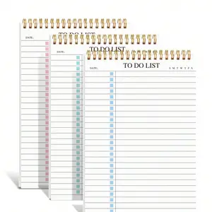 3 Pack A5 to Do List Notepad, Undated Daily Planner Pads with Checkboxes, Spiral Bound Task Organizer, Minimal Productivity List for Work School Home