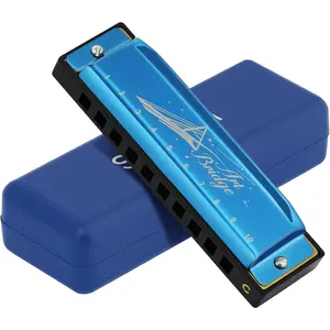 Blues Harmonicas for Adults Key of C- Authentic 10 Hole 20 Tone Diatonic Mouth Organ for Soulful Melodies - for Beginners, Professionals and Students (Blue, 10-hole blues(beginner))
