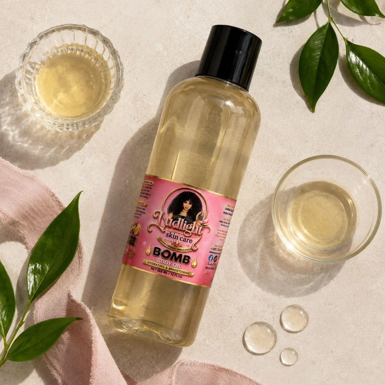 Ludlight Bomb Full Body Oil, 12 oz Bath & Body Care Massage Oil for Personal Beauty Routines