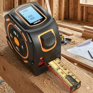 Handheld Laser Distance Meter Tape Measure 2-in-1: Laser Measuring Tool, Precise Area Volume Calculation, Pythagorean, Imperial/Metric Unit Switch, Portable for DIY Construction Woodworking Indoor Outdoor Use
