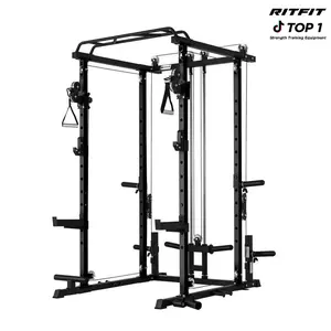 RitFit P3 Power Cage 1200lbs with Smooth Cable System & Aluminum Pulleys Multifunctional Workout Station Home Exercise Machine,summerwins