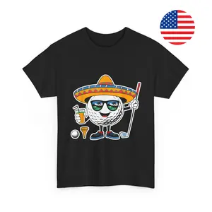 Funny Cinco de Mayo Golf Ball T-shirt With Sombrero Margarita Mexican Golfer