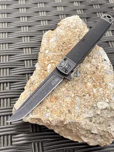 5” Samurai Pocket Knife Tanto Spring Assist Black Stonewash Tanto Clip 4” Blade
