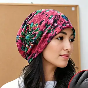 Women’s Floral Boho Turban Beanie - Soft, Stretchable Headwrap, Lightweight Fashion Cap, Comfortable Hair Cover for Daily Wear, Travel, Stylish Headwear Gift for Womencontemporary style wear