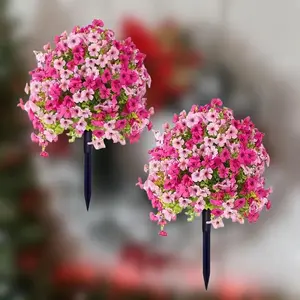2 Bundles High-Quality Outdoor Decorative Artificial Plants with Ground Stakes, UV Resistant Plastic Material, Plant Stand Included, Garden Decor Ornaments