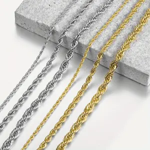 Stainless Steel Twisted Rope Chain Necklace For Men Unisex 3-7mm 16-30inch Link Jewelry Gifts