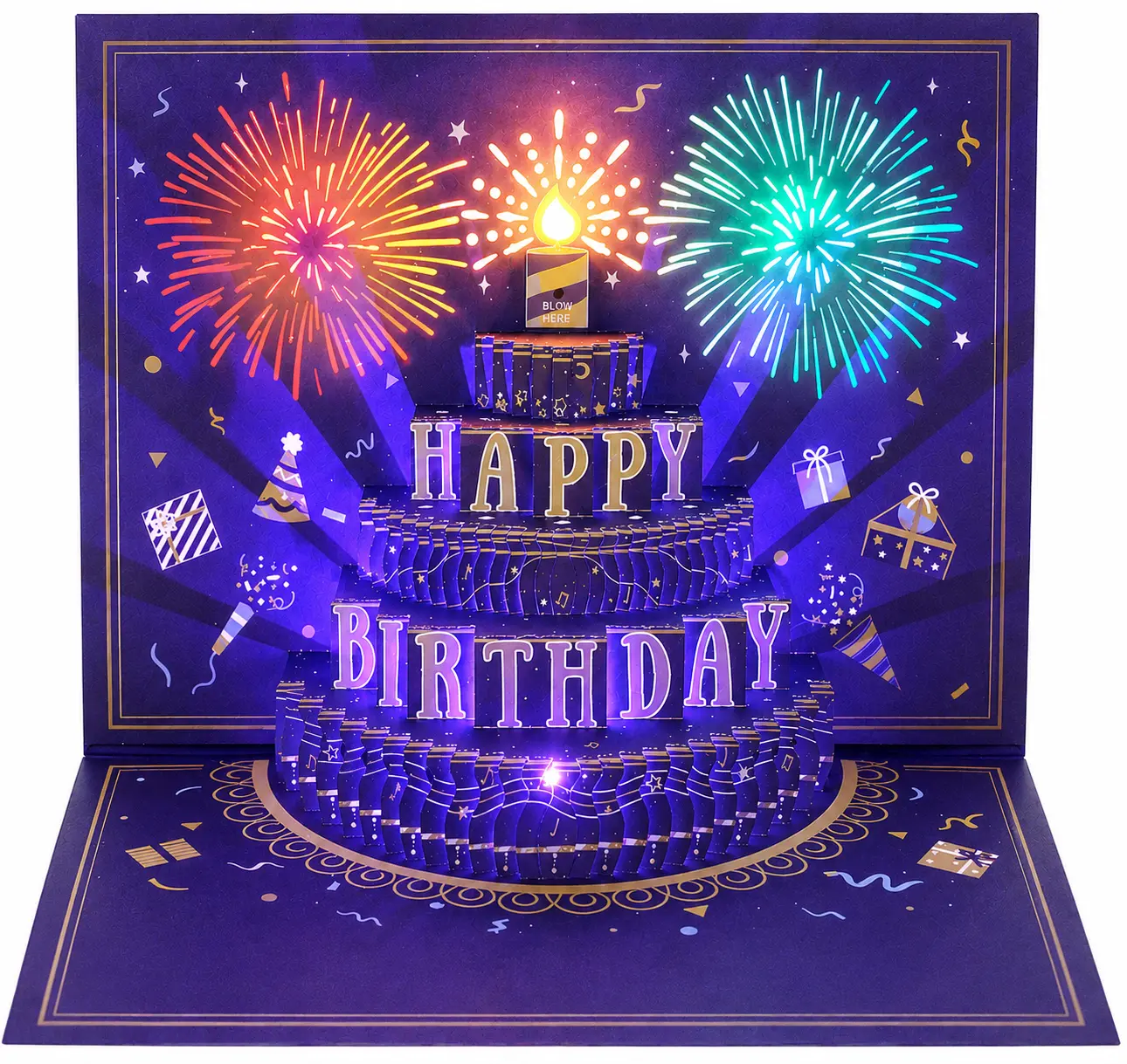 3D Pop Up Birthday Cards, Musical LED Lights Birthday Cards, Greeting Cards, Birthday Gifts for Mom Women Men Kids Child Dad Father Wife