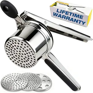 Ricer,  Large 15oz  Ricer Heavy Duty Stainless Steel  Masher with 3 Interchangeable Discs for Smooth and  Mashed Potatoes